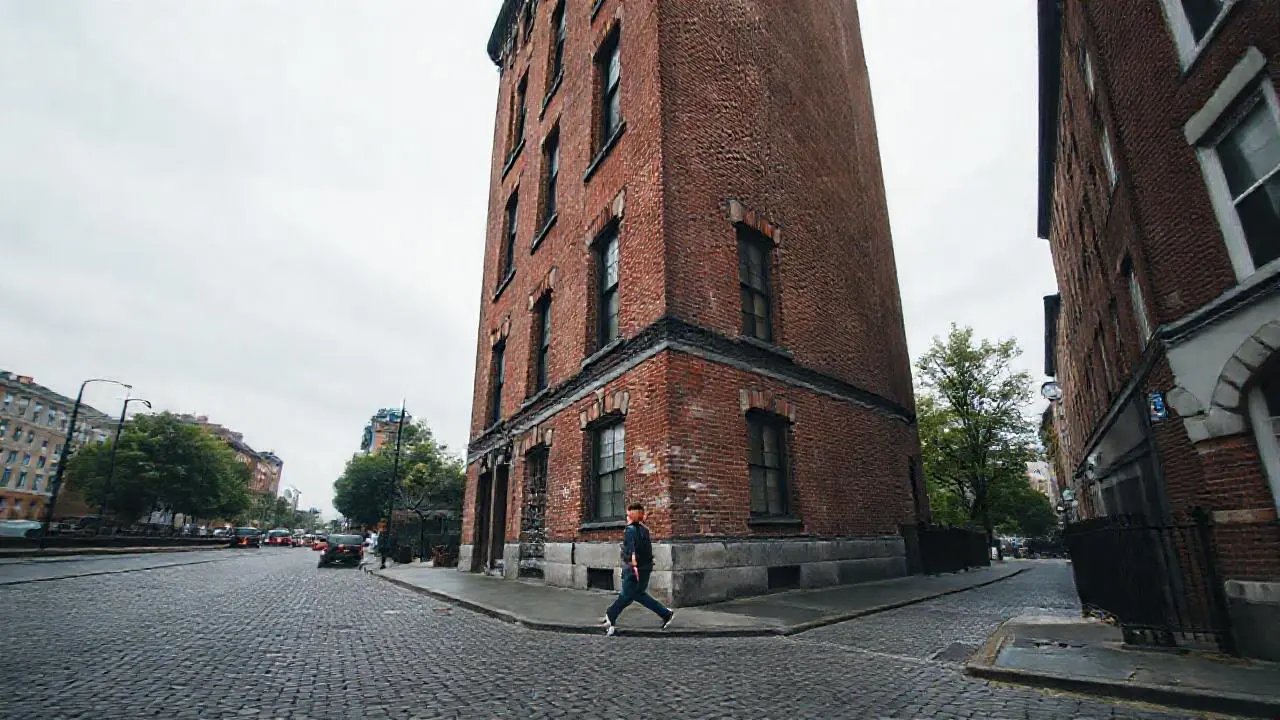 Edificio antiguo, tranquilo y ligeramente brumoso