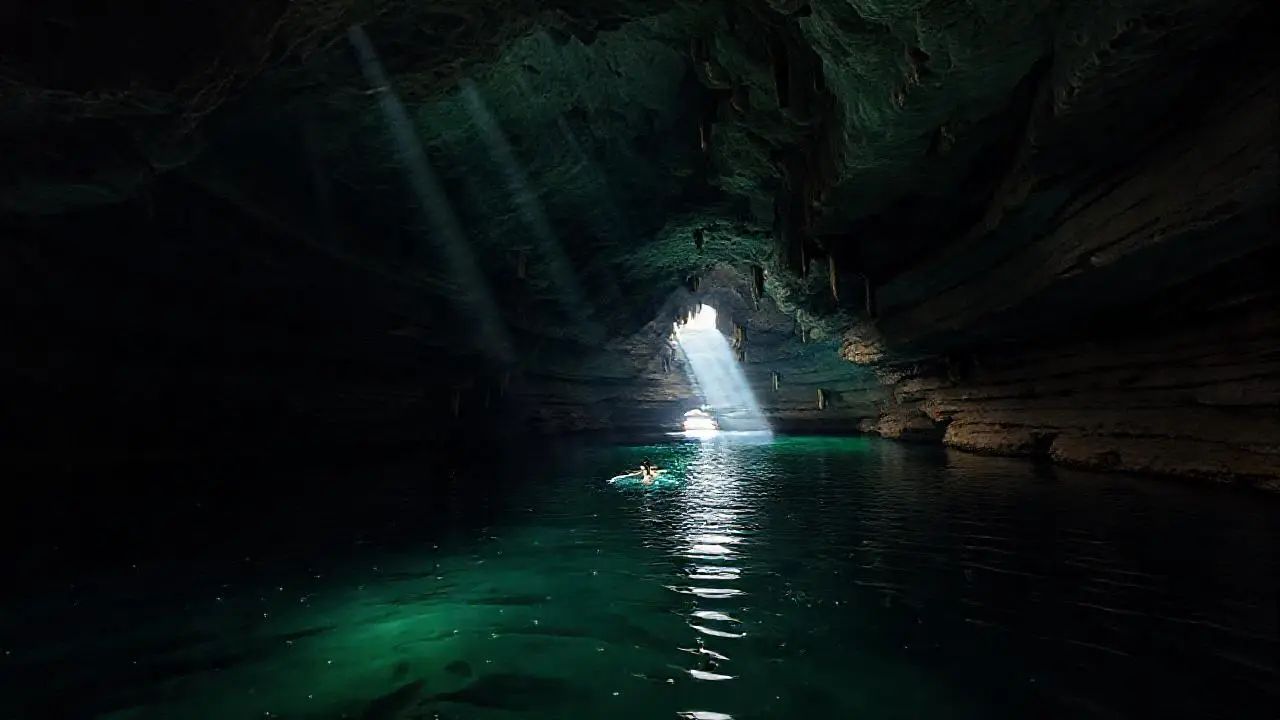 Un cenote tranquilo, vasto y sereno