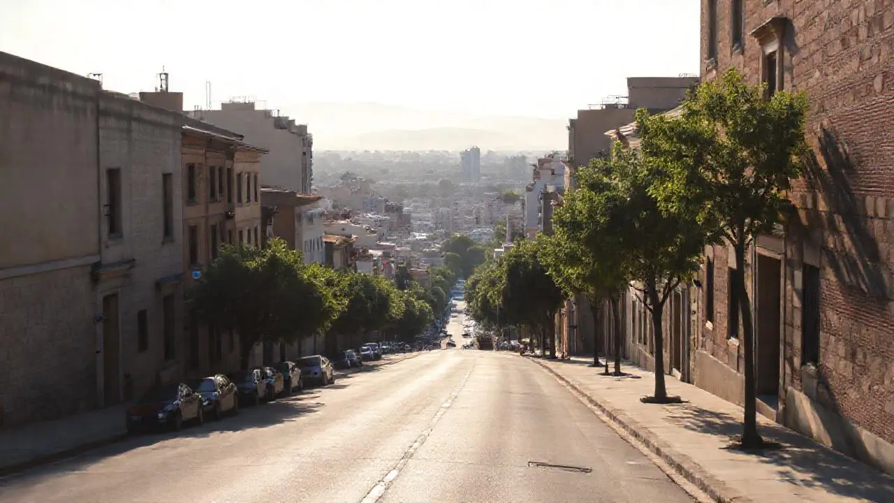 Ciudad histórica bajo luz suave y difusa
