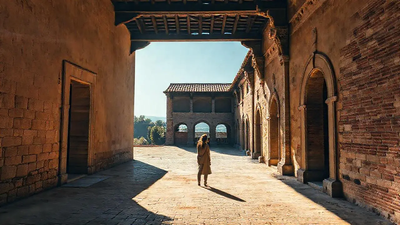 Arquitectura antigua, calma y luz cálida