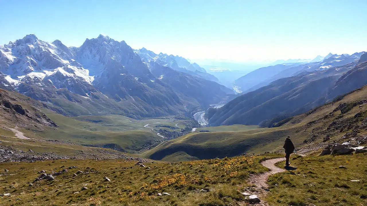 Imponente paisaje montañoso, solitario y vasto
