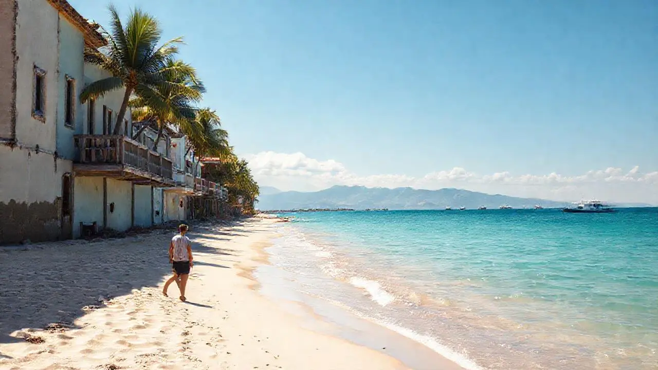 Tranquila escena costera, cálida y difusa